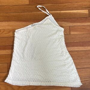 Pull and Bear off white asymmetrical hem and one shoulder tank